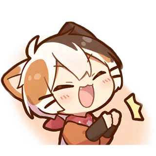 👏 Chibi, Feliz, Anime, Sticker, Gato, Kawaii whatsapp sticker