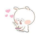 ❤️ thỏ, hoạt hình, dễ thương, con thỏ, nhãn dán, trái tim hồng whatsapp sticker