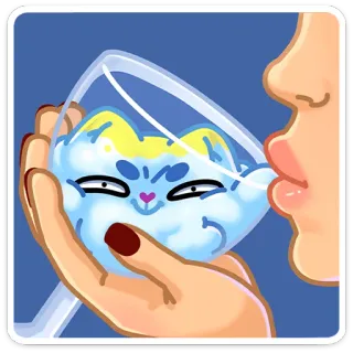 🍹 кот, напиток, бокал вина, алкоголь, милый, смешной, мультфильм, животное whatsapp sticker