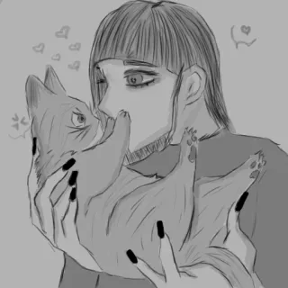 ❤️ gatto, persona, animale, amore, schizzo, carino telegram sticker