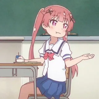 🌸 Anime, Estudiante, Aula, Encogiéndose de hombros, Alumno, Confusión telegram sticker
