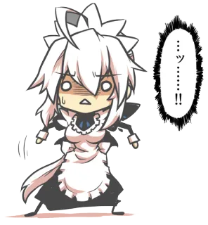 😣 ツ……!! anime, maid, chibi, cute, shocked, manga telegram sticker