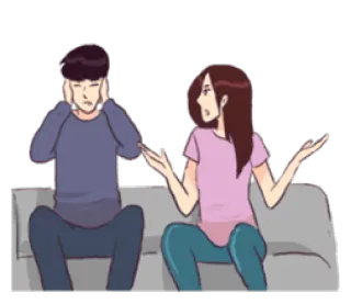 🙉 kłótnia, bójka, para, związek, dyskusja, kreskówka telegram sticker