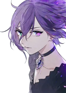 😏 anime, paars haar, personage, illustratie, manga whatsapp sticker
