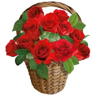 🌛 flowers, roses, basket, floral, red, nature, bouquet telegram sticker