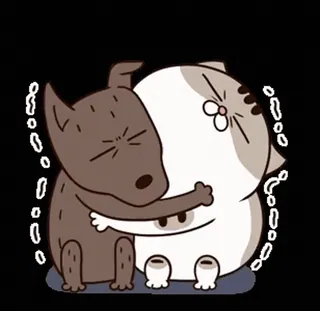 🤗 chó, mèo, ôm, tình bạn, dễ thương, hoạt hình, động vật whatsapp sticker