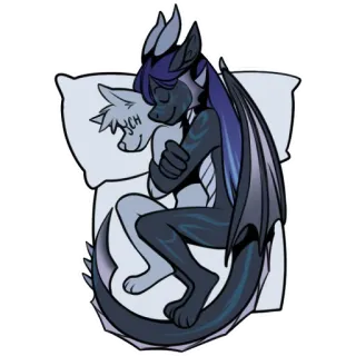 🥰 sleeping, animals, cute, pillow, friendship, dragon, dog, together telegram sticker