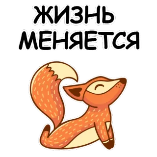 🐱 ЖИЗНЬ МЕНЯЕТСЯ lis, zwierzę, naklejka, rosyjski, tekst, zmiany w życiu whatsapp sticker