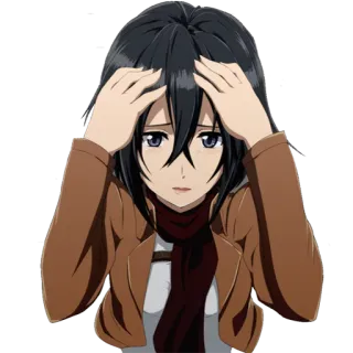 🙈 Mikasa Ackerman Attack on Titan Anime, Attack on Titan, Mikasa, Mikasa Ackerman, Personage, Verdrietig, Anime Sticker telegram sticker