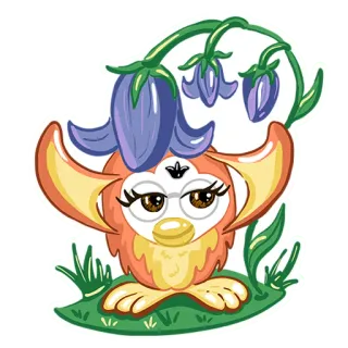 🌷 furby, cartoon, cute, flower, whimsical, sticker, fantasy, floral telegram sticker