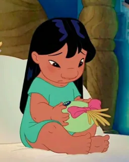 😔 Lilo Lilo & Stitch Лило, грустный, Дисней, мультфильм, персонаж, девочка telegram sticker