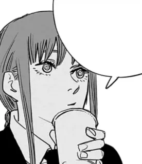 😕 Makima Chainsaw Man anime, manga, woman, cup, drink, character, makima, chainsaw man telegram sticker