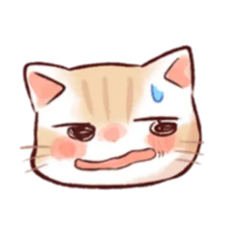 😅 кот, аниме, взволнованный, краснеющий, капля пота, стикер whatsapp sticker