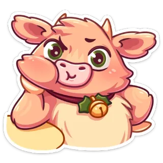 😕 만화, 동물, 귀여운, 소, 스티커, 푹신한 telegram sticker
