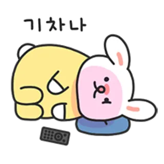 💬 기차나 kelinci, lelah, malas, kartun, bosan, imut, karakter telegram sticker