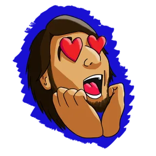 😍 รัก, ตาเป็นรูปหัวใจ, การ์ตูน, ผู้ชาย, ตื่นเต้น telegram sticker