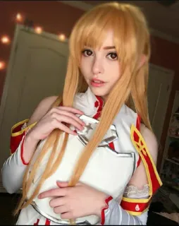 🥰 Asuna Yuuki Sword Art Online คอสเพลย์, อนิเมะ, ซอร์ดอาร์ตออนไลน์, อาสึนะ, คอสเพลย์ตัวละคร whatsapp sticker