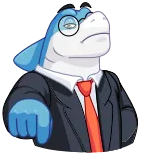 👇 ฉลาม, สูท, เนคไท, การ์ตูน, ตัวละคร telegram sticker
