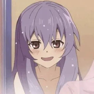🔙 Anime, Mädchen, lächelnd, lila Haare telegram sticker