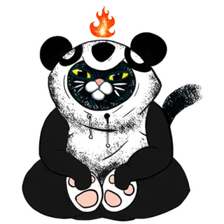 🐼 猫, 熊猫, 动物, 火焰, 可爱, 贴纸 telegram sticker