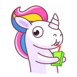 🧃 unicorn, kartun, imut, minuman, hewan telegram sticker