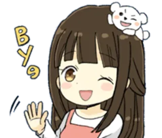 ✋ Bye Anime, garota, fofa, acenando, tchau, urso telegram sticker