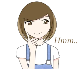 🤔 Hmm... penser, hmm, dessin animé, femme telegram sticker