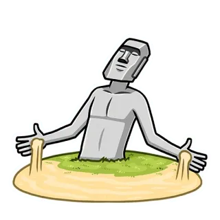 😎 Moai, Isola di Pasqua, Statua, Sabbia, Cartone animato, Antico, Storico telegram sticker