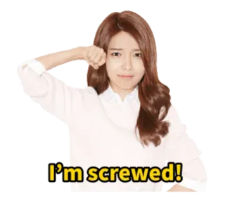 🙁 I'm screwed! mulher, sarcasmo, frustração, expressão, humor whatsapp sticker