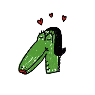 ❤️ Krokodil, Alligator, Liebe, Herzen, Cartoon telegram sticker
