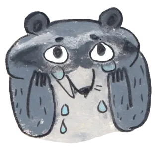 😭 piangere, triste, animale, procione, cartone animato, illustrazione telegram sticker
