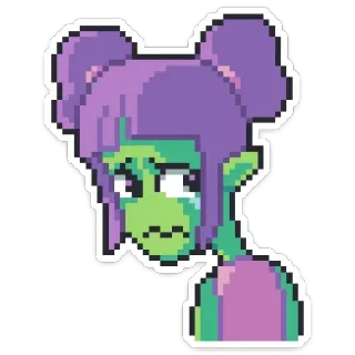 ☹ Pixelkunst, Elf, Traurig, Weinend, Cartoon, Alien whatsapp sticker