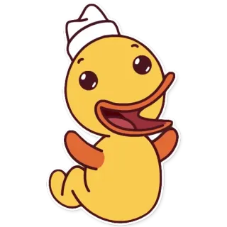 😃 утка, моряк, животное, мультфильм, милый, желтый, шляпа, малыш telegram sticker