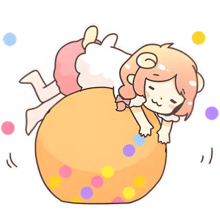 🙃 かわいい, カワイイ, 女の子, 紙吹雪, ボール, イラスト, ステッカー whatsapp sticker