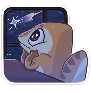 🤩 lizard, cartoon, cute, night, window, stargazing telegram sticker