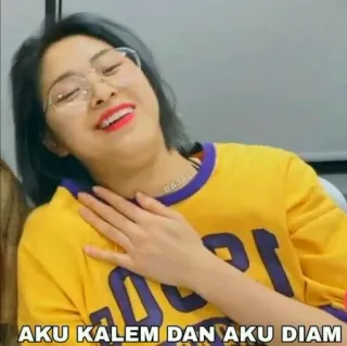 🍫 AKU KALEM DAN AKU DIAM donna, sorridente, espressione, indo whatsapp sticker