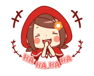 😂 HA HA HA desenho animado, menina, rindo, fofo, chapeuzinho vermelho telegram sticker