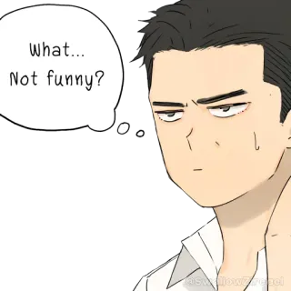 😑 What... Not funny? hombre, serio, pregunta, dibujo animado telegram sticker