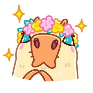 ☺️ животное, лошадь, венок из цветов, милый, наклейка telegram sticker