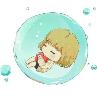 💤 Чиби, Пузырь, Девушка, Милый, Каваий, Мечтательный telegram sticker