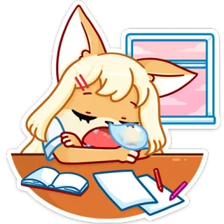 😴 眠い, 疲れた, フェネックギツネ, アニメ, ステッカー, 漫画 whatsapp sticker