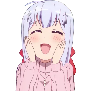 👐 Anime, Fille, Mignon, Sourire, Joyeux, Dessin animé whatsapp sticker