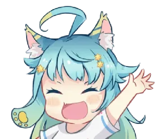 👋 Anime, Schattig, Cartoon, Kawaii, Groet, Zwaaien telegram sticker