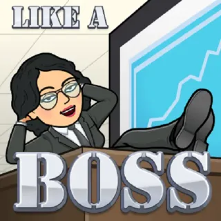 😎 LIKE A BOSS jefe, dibujos animados, mujer, finanzas, éxito, Bitmoji telegram sticker