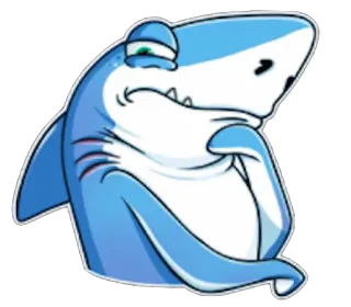 🤔 Tiburón, Dibujos animados, Triste, Azul, Criatura marina whatsapp sticker