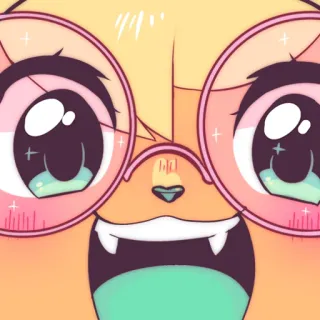 👓 Dibujo animado, Lindo, Kawaii, Animal, Gafas, Cara telegram sticker