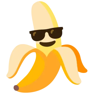 😎 กล้วย, ผลไม้, แว่นกันแดด, เท่, สีเหลือง, อาหาร, การ์ตูน telegram sticker