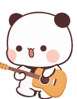 🐻 panda, guitar, cartoon, cute, animal telegram sticker