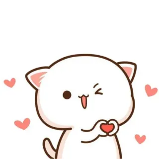 🐱 chat, mignon, kawaii, coeur, clin d'oeil, dessin animé telegram sticker