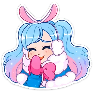🤭 naklejka, słodki, anime, kreskówka, dziewczyna, królik, zima, kawaii telegram sticker